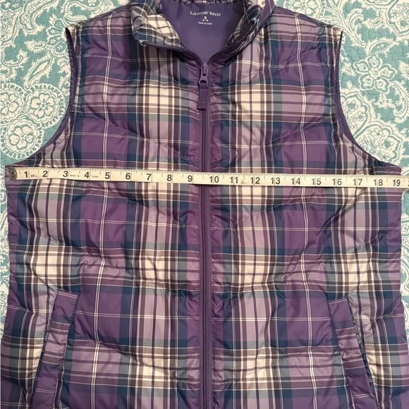 Lands End Plaid Purple Women's Puffer Vest - S - Picture 4 of 7